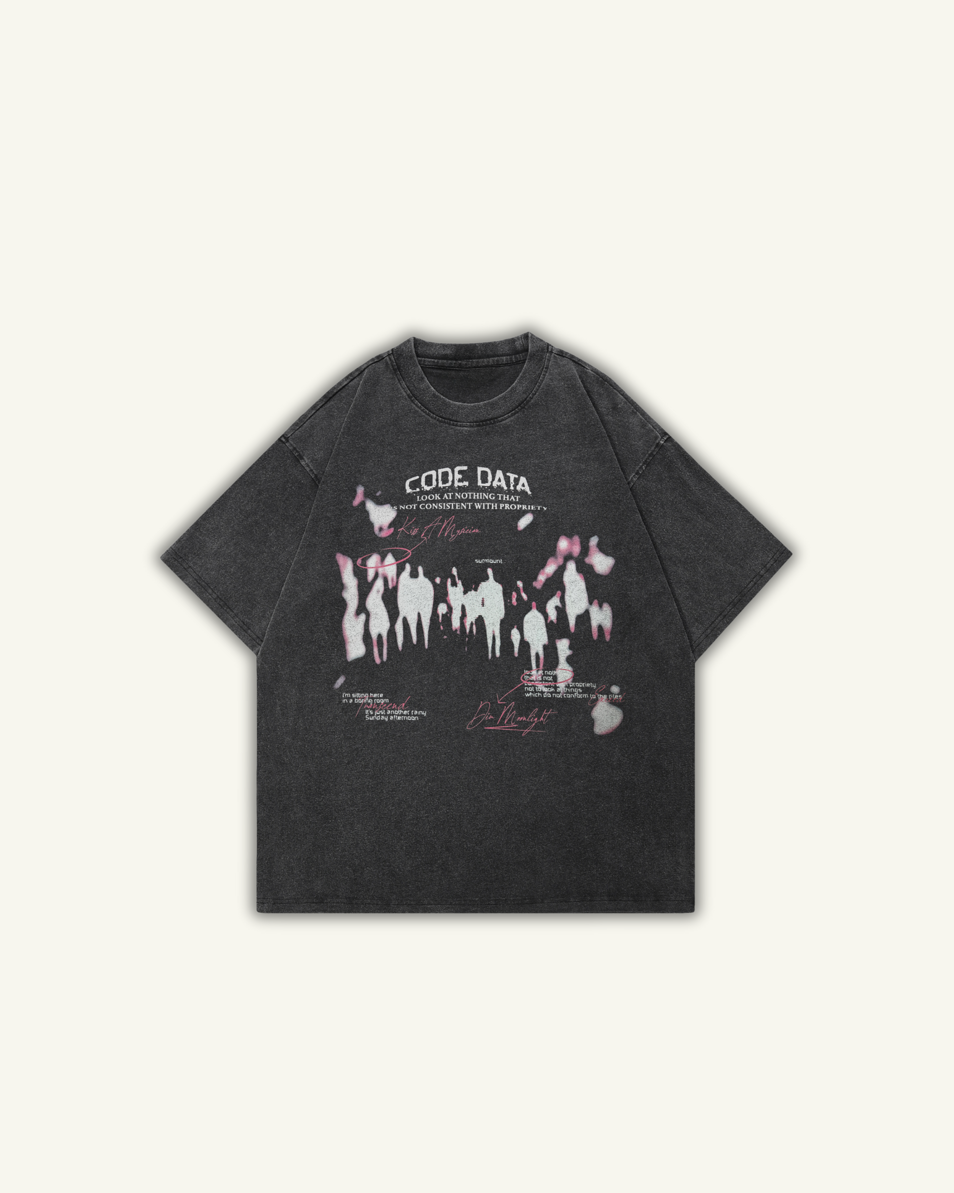 CODE | OVERSIZED T-SHIRT WASHED ZWART