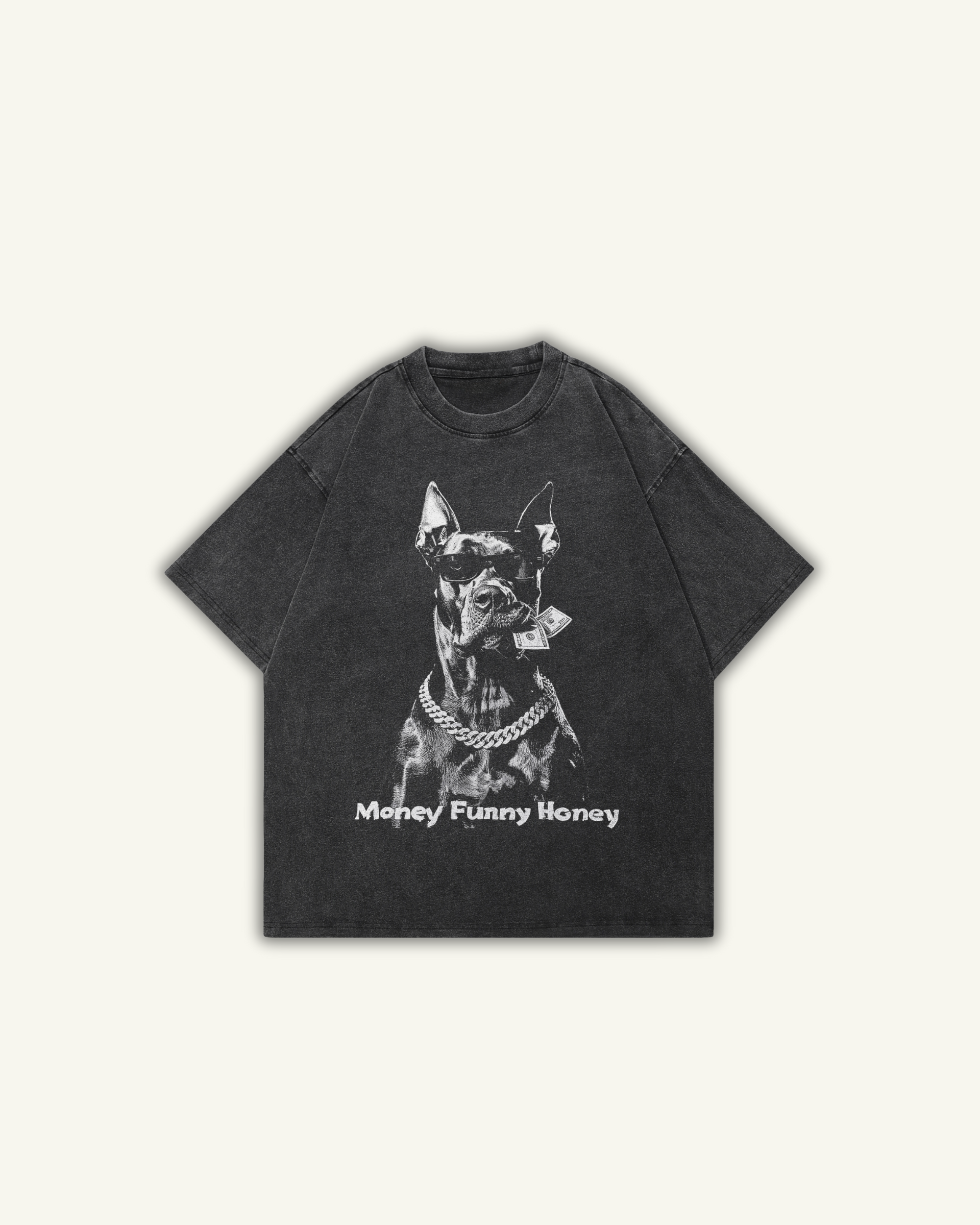 MONEY | OVERSIZED T-SHIRT WASHED ZWART