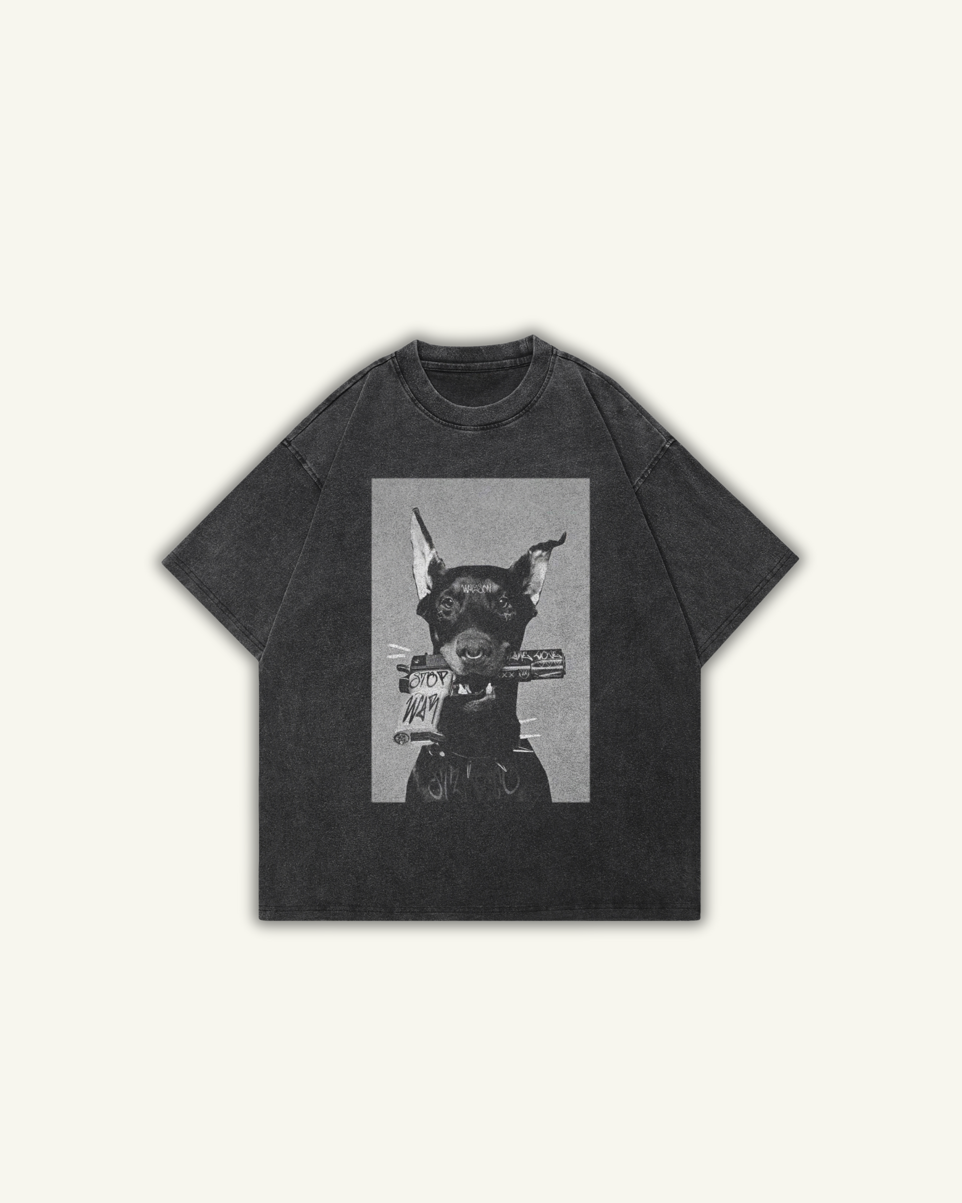 STOP | OVERSIZED T-SHIRT WASHED ZWART