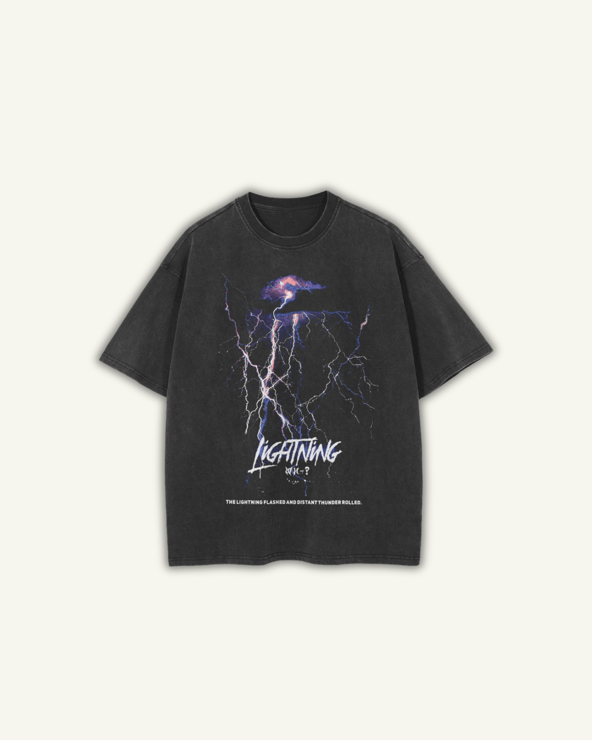 LIGHTNING | OVERSIZED T-SHIRT WASHED ZWART