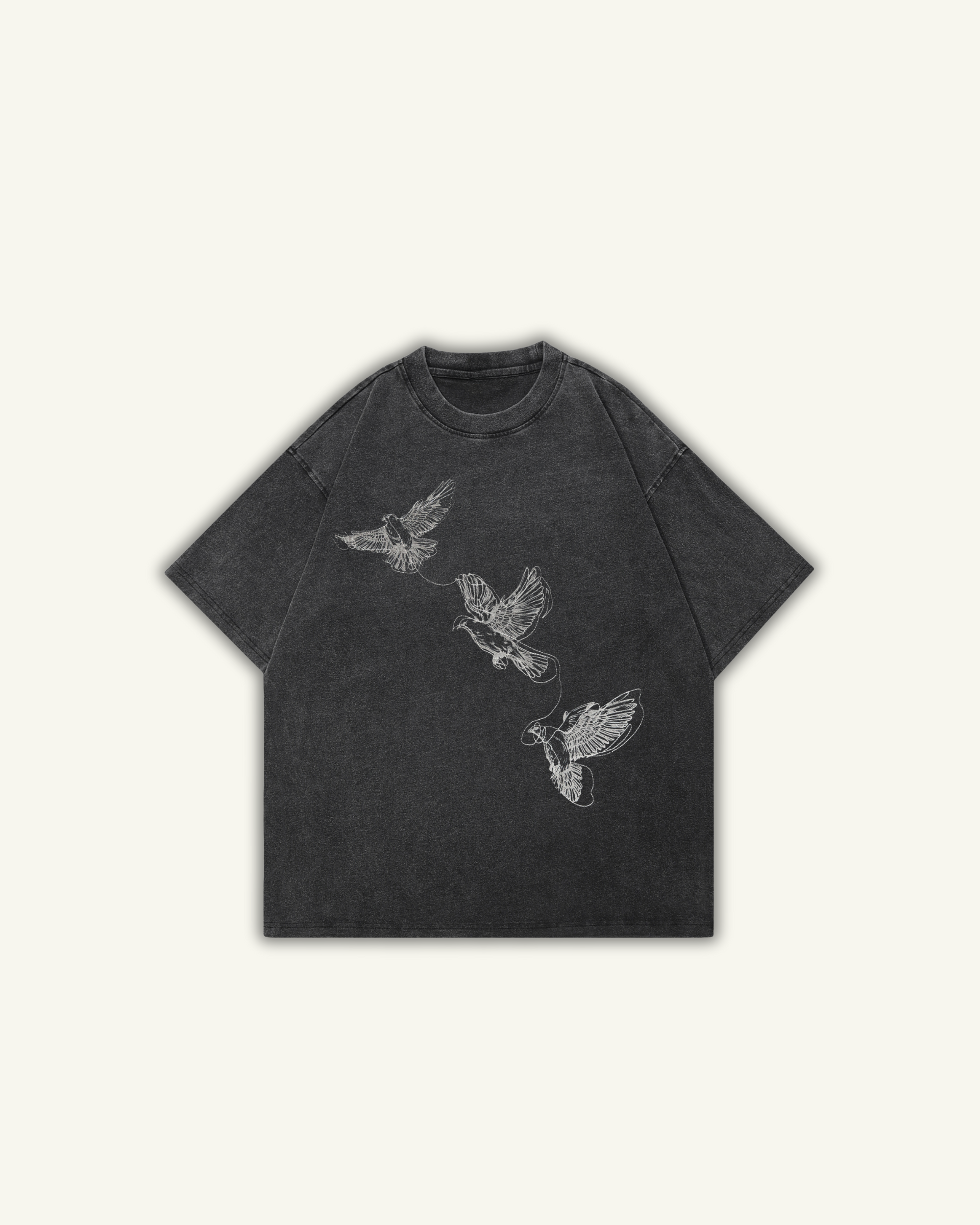 DOVES | OVERSIZED T-SHIRT WASHED BLACK